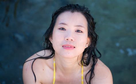 Summer Lifestyle Portrait Of Young Attractive And Happy Asian Woman