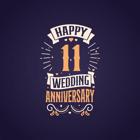 Happy 11th Wedding Anniversary Quote Lettering Design 11 Years