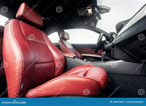 Interior Of Premium Car With Leather Red Seats Stock Photo Image Of