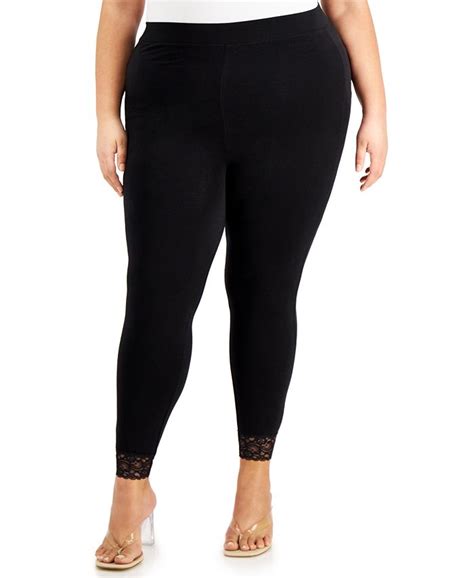 Kiss And Tell Trendy Plus Size Lace Trim Leggings And Reviews Trendy Plus