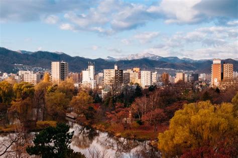 Sapporo Hokkaido Skyline And City View Buildings And Park In A Stock