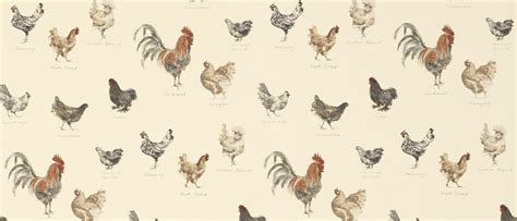 Laura Ashley Branscombe Chickens Linen Wallpaper Per Roll Shipped From