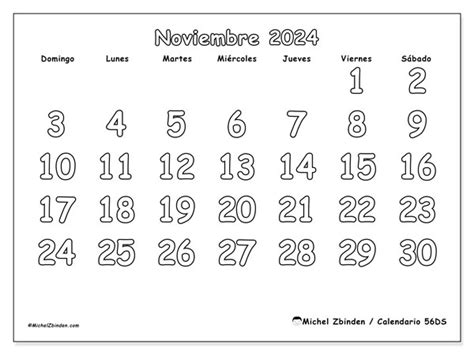 Calendario Noviembre De 2024 Para Imprimir “56ds” Michel Zbinden Ec