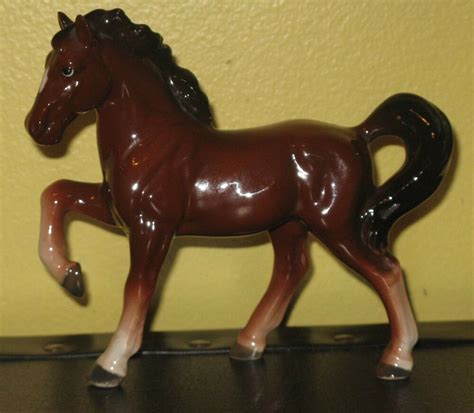 Vintage Porcelain Brown And Black Horse Marked Japan Hand Painted