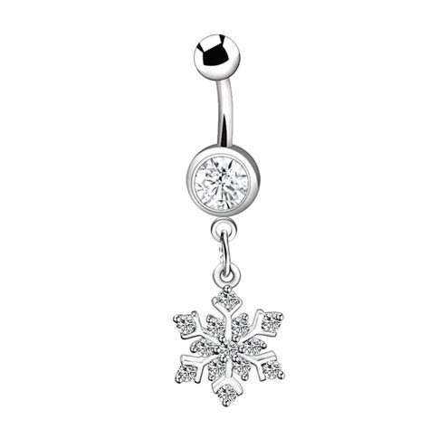 Fashion Sexy Dangle Belly Rings Snowflake Navel Piercing Belly Button Rings Ombligo Surgical