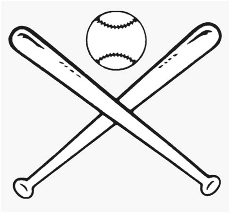 Transparent Softball Clipart Black And White Baseball And Bat Drawing