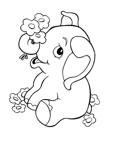 Dibujos De Elefante Con Flor Para Colorear Para Colorear Pintar E