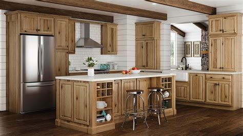 Hampton Pantry Kitchen Cabinets In Natural Hickory Kitchen The Home Depot