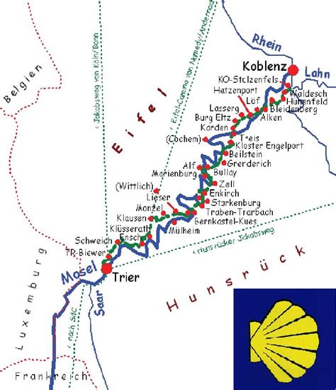 Überprüfen sie die karte in der stadt koblenz. Mosel-Camino - ein Jakobsweg von Koblenz-Stolzenfels nach ...