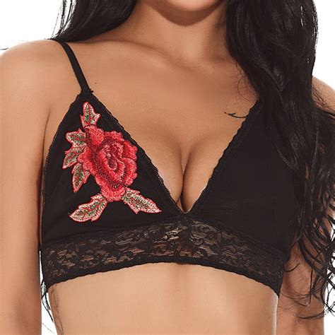 Sexy Triangle Cup Wireless Soft Cotton Adjustable Lace Embroidery Thin