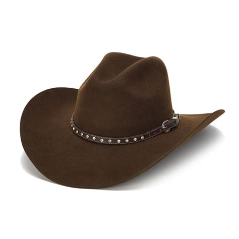 Stampede Hats 100x Wool Felt Brown Cowboy Hat With Rhinestone Leather