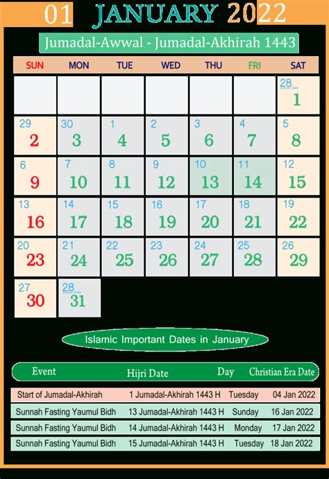 Take Islamic Calendar 2022 January Best Calendar Example