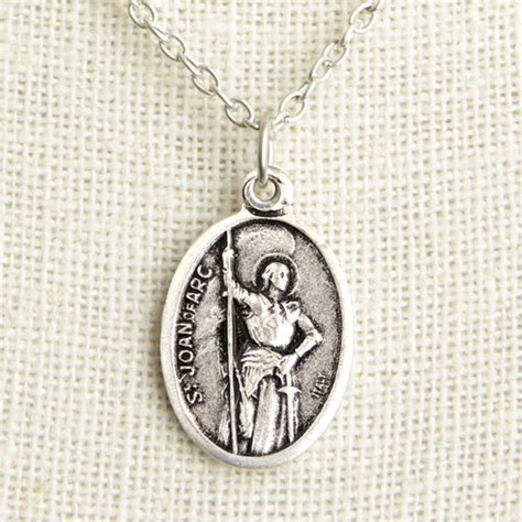 Saint Joan Of Arc Medal Necklace St Joan Of Arc Necklace Etsy