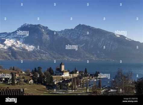 Le Château De Spiez Oberland Bernois Suisse Le Lac De Thoune En Hiver