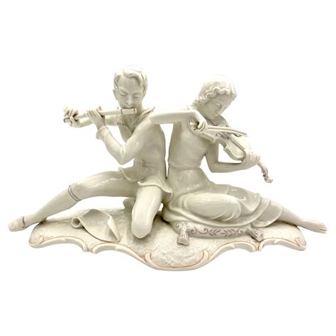Hutschenreuther Nude Figurine Germany Porcelain Flute Lamb Vintage