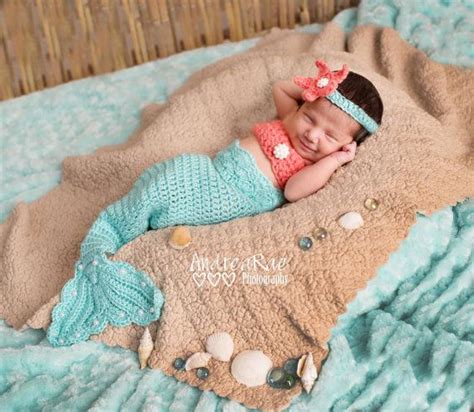 Newborn Pearl Girls Mermaid Tail Photography Prop Set Newborn Photo