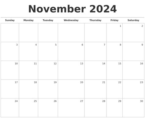 November 2024 Calendar Printable 2024 Calendar Printable
