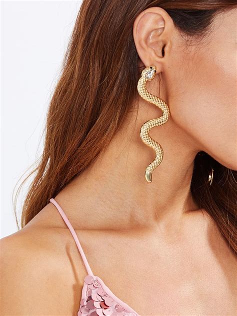 Rhinestone Detail Snake Earrings Snake Earrings Earrings Diamond