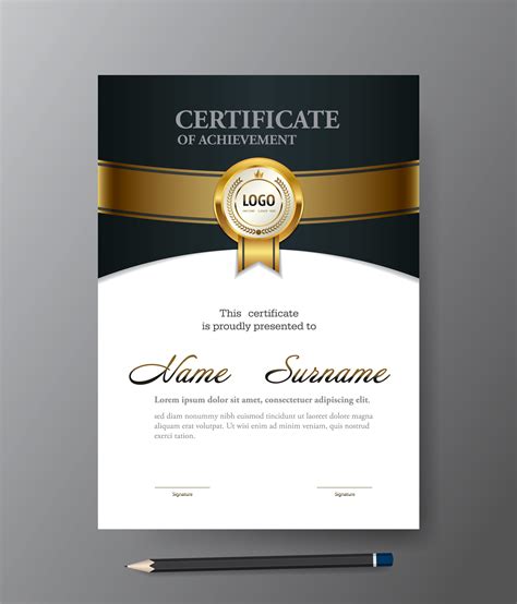 Modern Golden Certificate Templatea4 Size Diploma Vector Illustration
