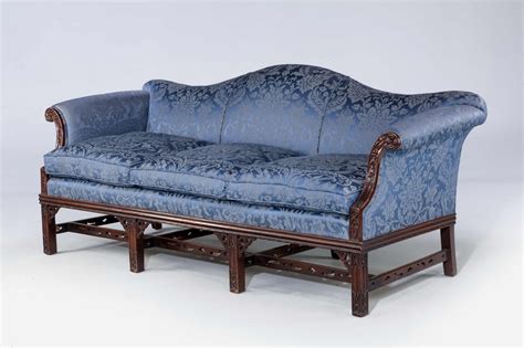 Chippendale Style Mahogany Framed Camelback Sofa