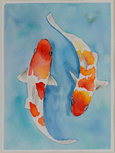 Koi Fish Painting Watercolor Painting Original Watercolor Etsy