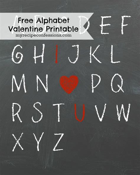 Free Alphabet Valentine Printable Valentines Printables Valentine