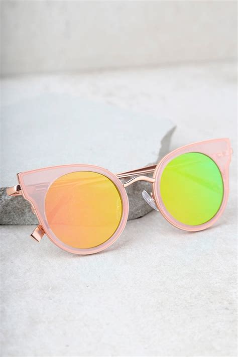 Cool Pink Sunglasses Mirrored Sunglasses Round Sunglasses 2200
