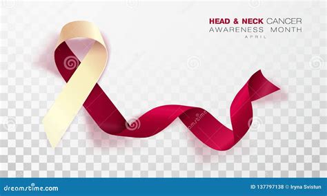 Head And Neck Cancer Awareness Month Burgundy And Ivory Color Ribbon