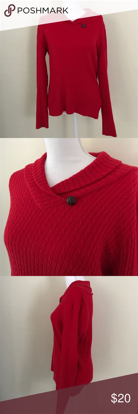 Jeanne pierre women's cableknit sweater m/l gray long 100% cotton pullover crewtop rated. Jeanne Pierre Women's Red cable knit sweater (142) In ...