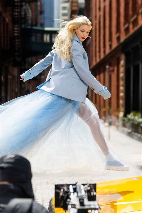 Gigi Hadid Looks Fab In Sheer Blue Skirt With Matching Blazer And