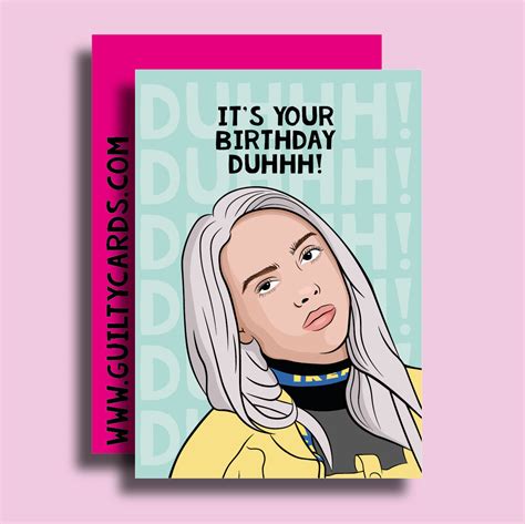 Billie Eilish Birthday Card Etsy