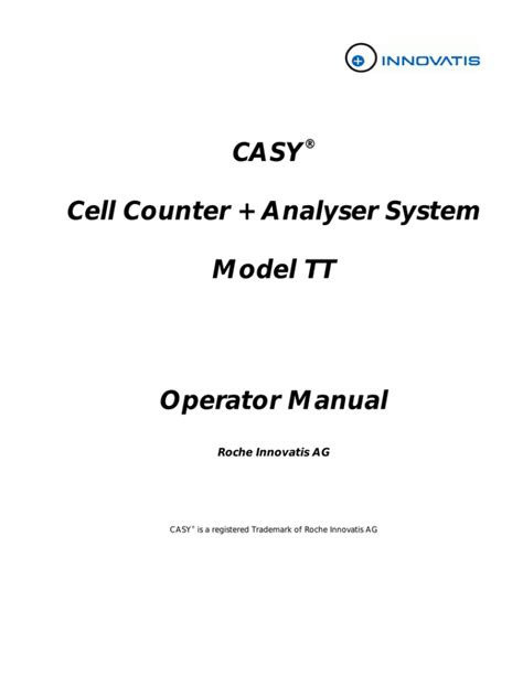 casy® cell counter analyser system model tt operator manual