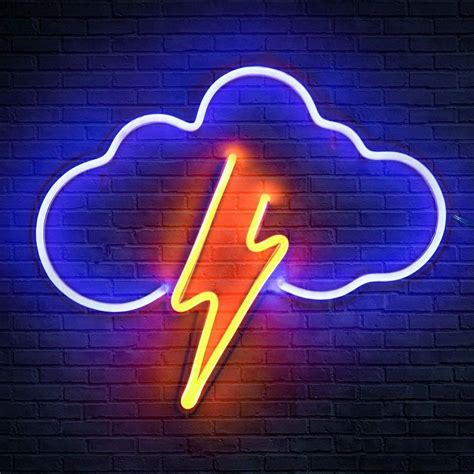 Lightning Cloud Neon Sign Led Neon Wall Light Usbbattery Neon Light