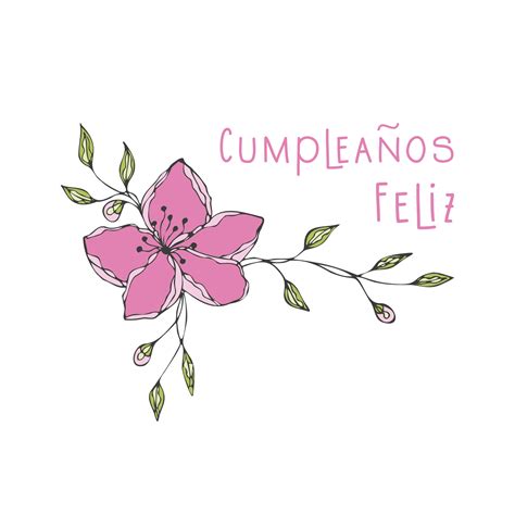 Feliz Cumpleanos Feliz Cumpleaños Escrito En Español Flor Doodle Dibujado A Mano 12093666