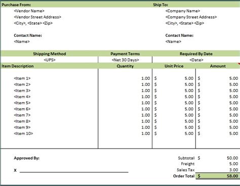 Purchase Order Template Format Excel Word And Pdf Excel Tmp