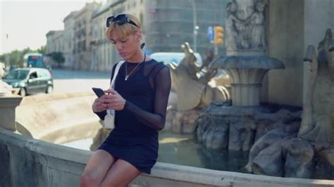 Beautiful Sexy Shemale Woman In The Modern City Stock Video Igor
