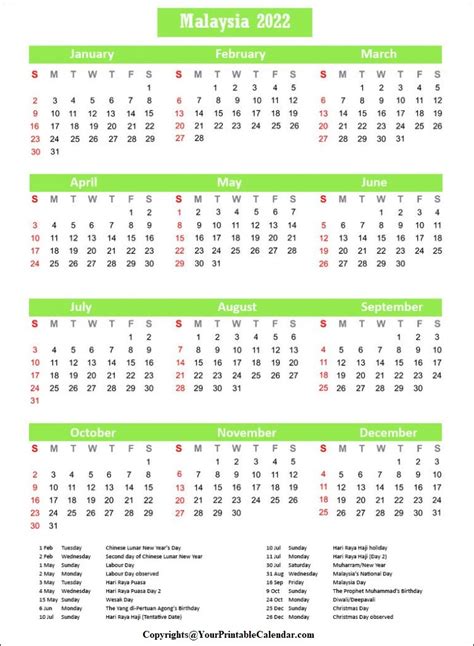 Malaysia Public Holidays 2022 Calendar Calendar Dream