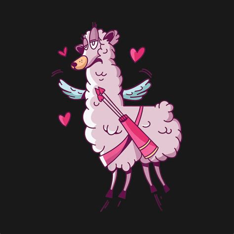 Valentines Day T Cute Winged Llama With Hearts Around Llama