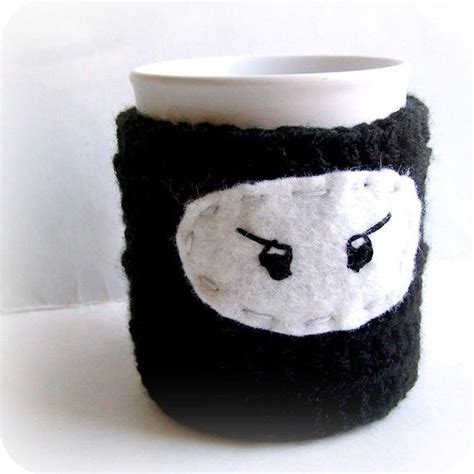 Ninja Coffee Mug Tea Cup Cozy Handmade Cover By Knotworkshop 1500