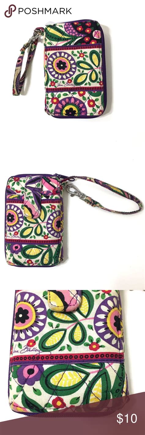 Vera Bradley Purple Floral Wallet Wristlet In 2020 Purse Strap