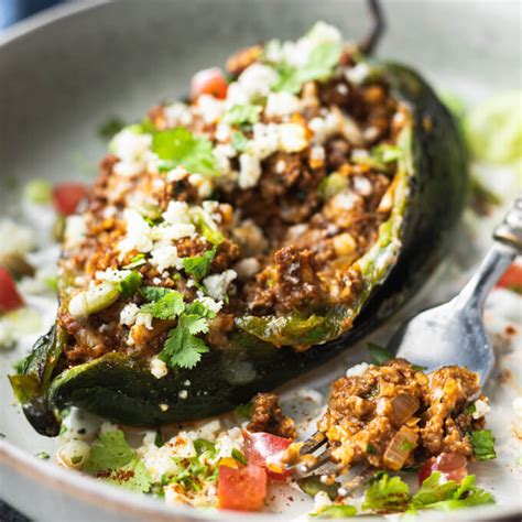 stuffed poblano peppers with mexican ground beef low carb maven