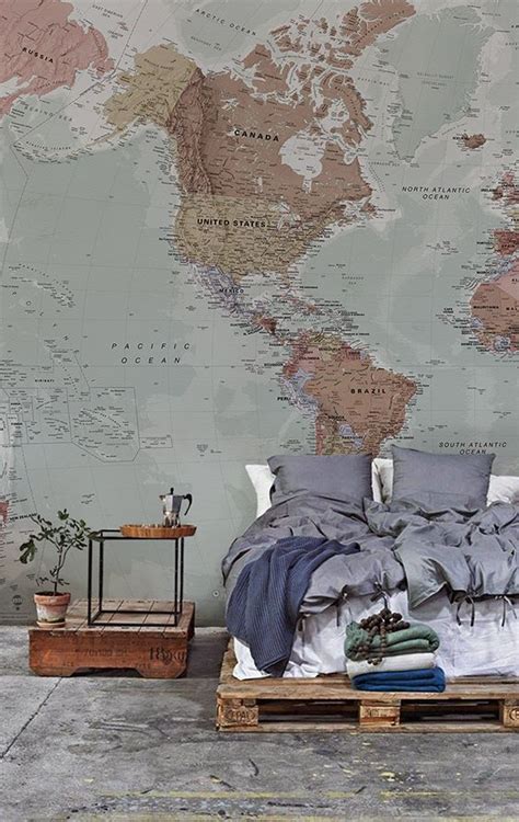 Classic World Map Wallpaper Mural Hovia Wallpaper Bedroom Room
