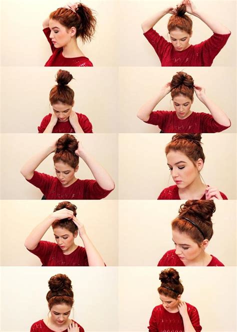 Pics For Hair Tutorials Step By Step Messy Bun