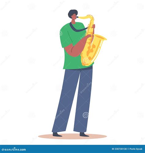African Sax Player Blowing Musician Composition Character Playing