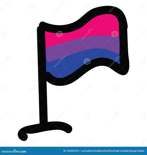 Cute Bisexual Flag Cartoon Illustration Motif Set Hand Drawn Isolated Lgbtq Bi Elements Clipart