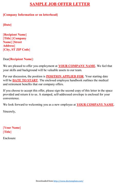 Job Offer Letter Sample And Examples