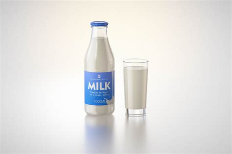 Milk Glass Bottle 1000ml Packaging 3d Model With A Screw Cap And A