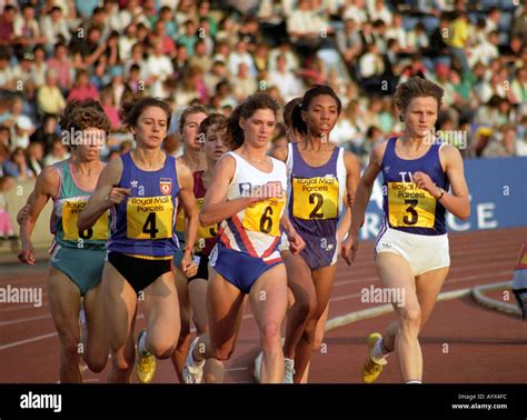 female middle distance runners in grand prix meet at crystal palace athletics track london uk