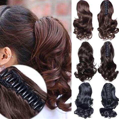 12Inch Clip In Ponytail Hair Extension Wig Straight Kinky Curly Long