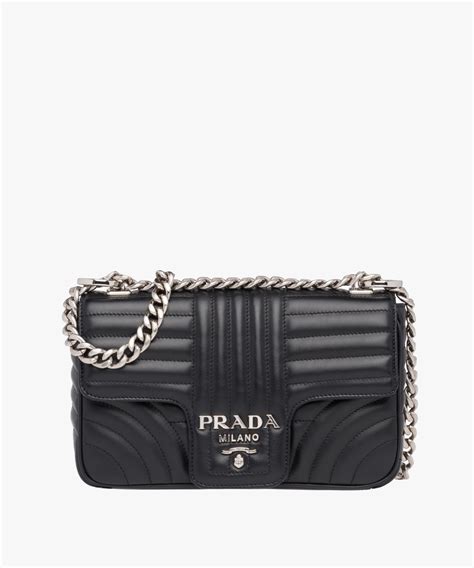 Prada Diagramme Leather Shoulder Bag In Black Lyst